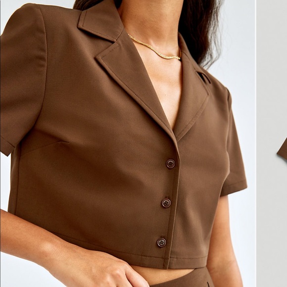 Aritzia brown crop short sleeve blazer - Picture 5 of 5